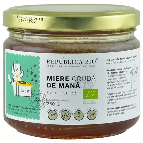 Miere de Mana ecologica cruda 350 gr, Republica BIO